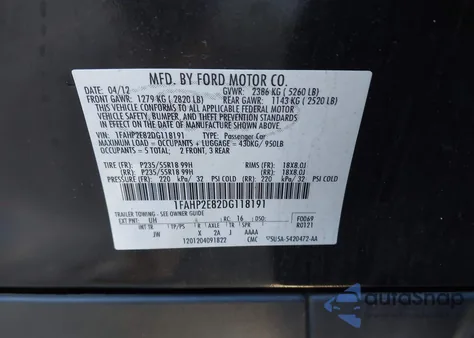 2013 Ford Taurus Sel from USA, damaged, VIN 1FAHP2E82DG118191